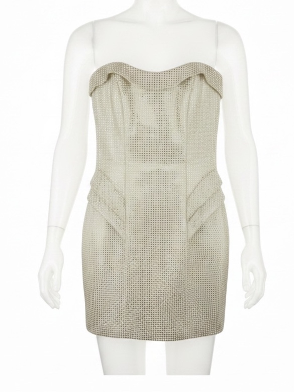 ABS Allen Schwartz Metallic Gold Strapless Cocktail Dress like NEW